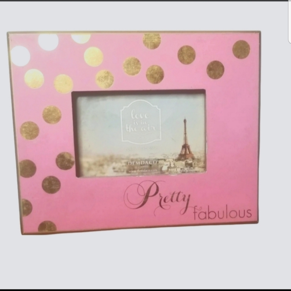 Shabby Chic Pink & Gold Polka Dotted Picture Frame for 4x6 Photos
